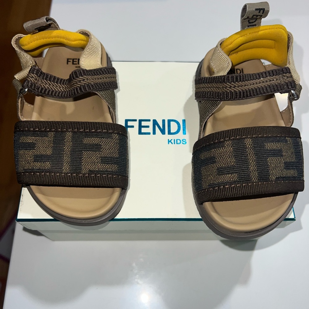 Fendi Brown and Yellow Sandals with FF Monogram